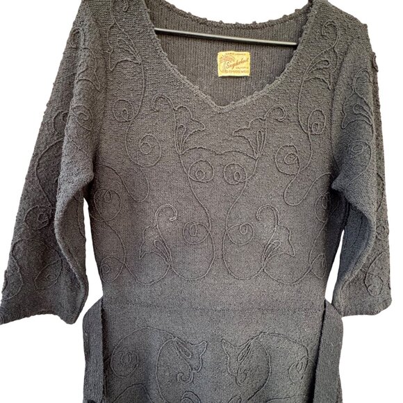 VTG Snyderknit California Black Hand Loomed Wiggle Sheath V-Neck Dress Small - Picture 8 of 12